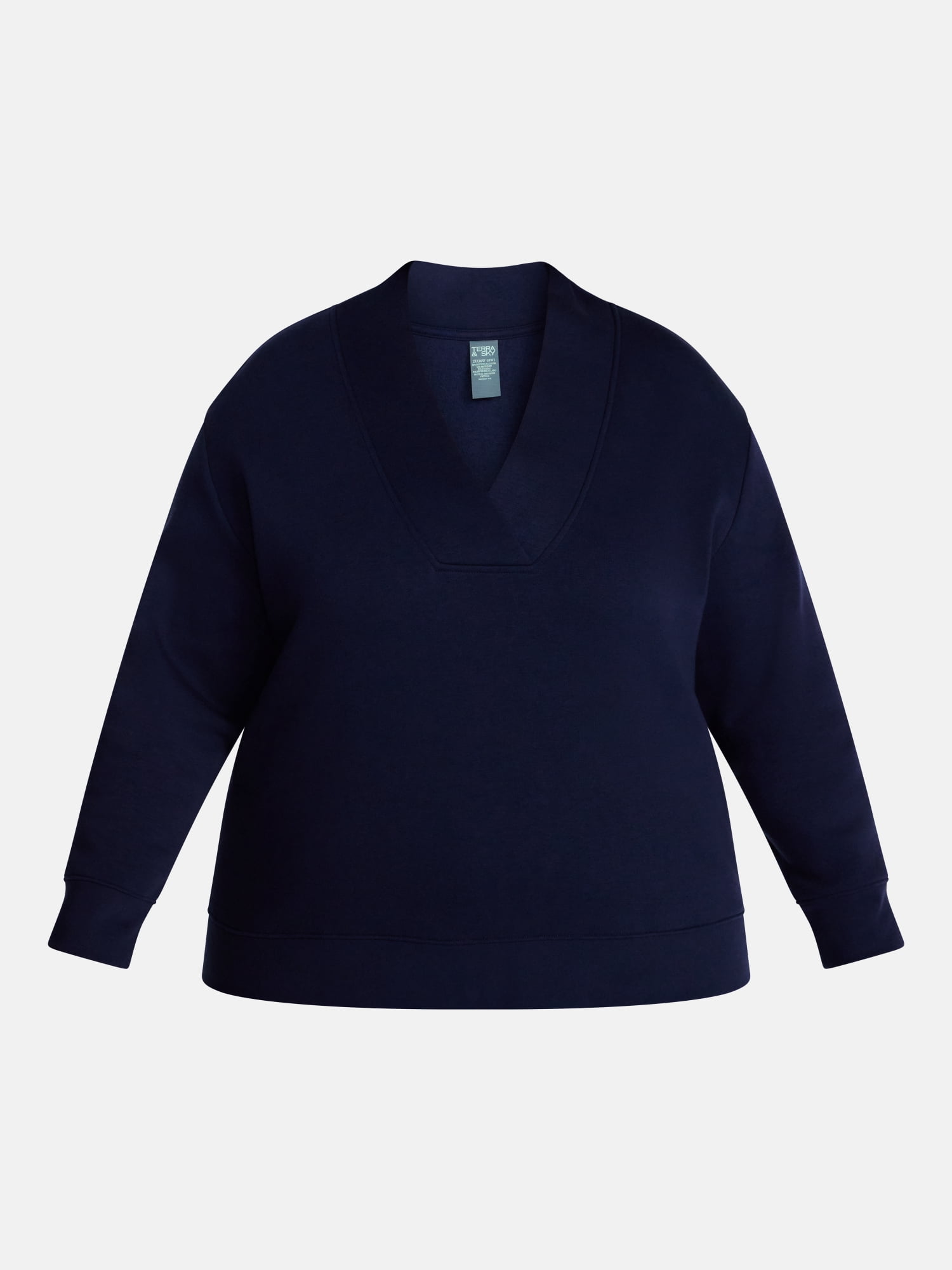 Terra & Sky Women's Plus Fleece V-Neck Sweatshirt, Sizes 0X-5X