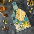 thumbnail image 5 of Nautical Cutting Board, Sea Objects on Wooden Backdrop Vintage Boat Starfish Shell Fishing Net Photo, Decorative Tempered Glass Cutting and Serving Board, Wine Bottle Shape, Blue White, by Ambesonne, 5 of 5