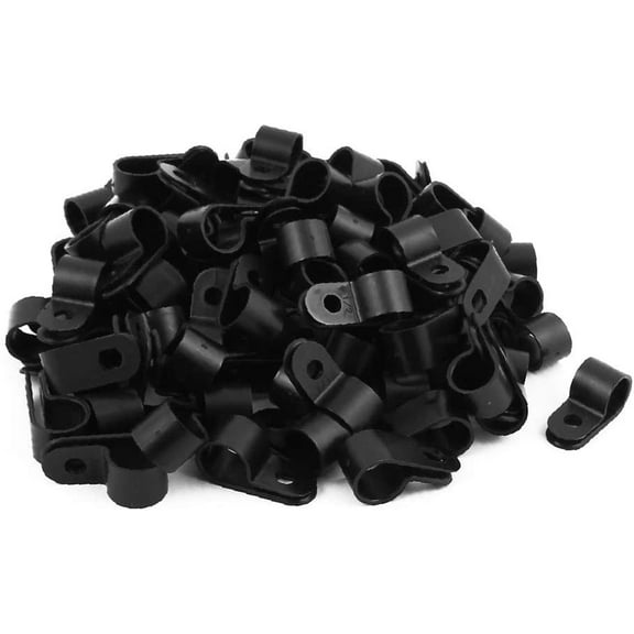 100Pcs Nylon R Type CC3 1/2" Cable Cord Wire Clamp Clip Fastener Black (100Pcs Nylon R Tipo CC3 1/2' 'Cable Cable Abrazadera Clip Sujetador Negro