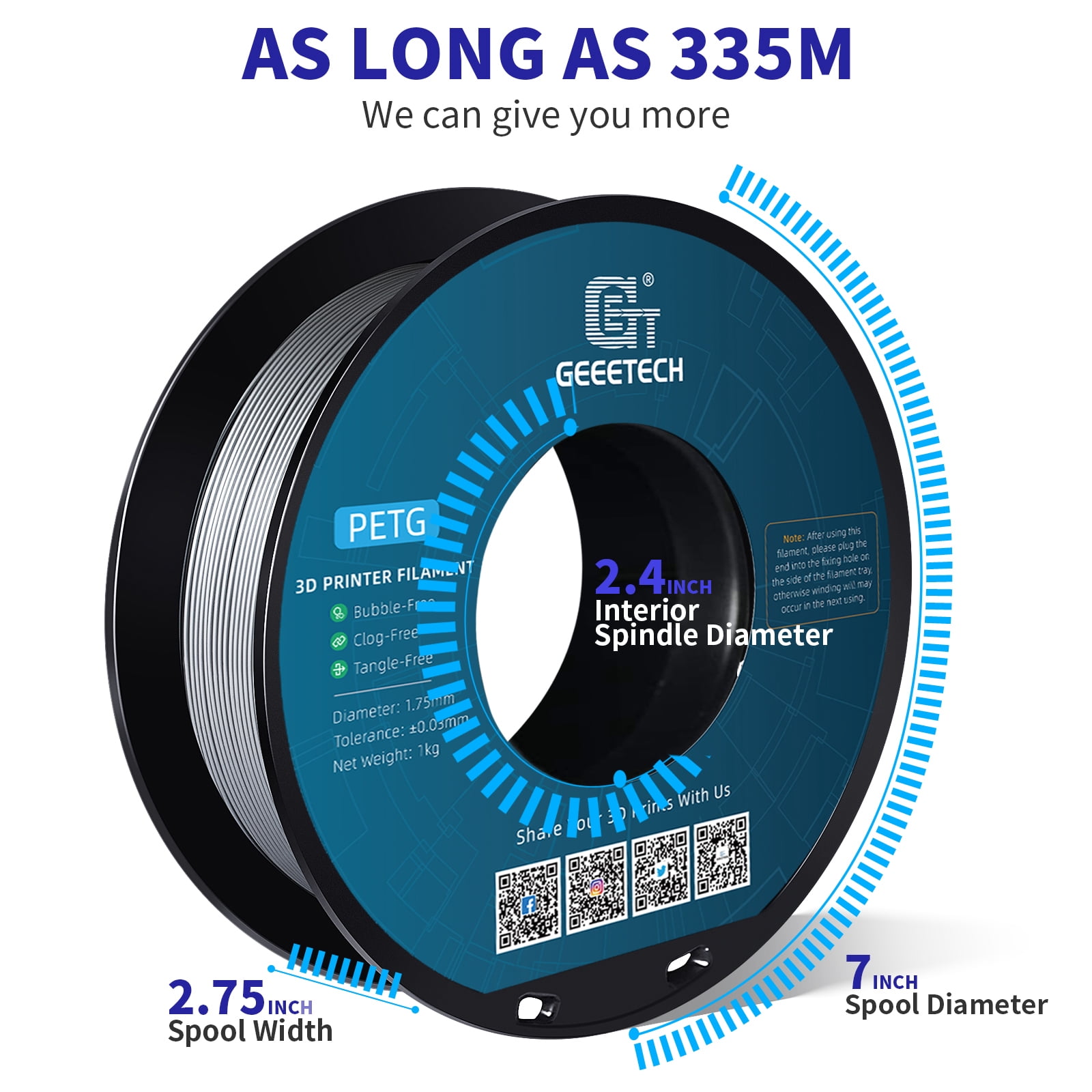 GEEETECH Grey PETG Filament 1.75mm, Upgrade Stronger Toughness Printing Consumables, 10kg (22 lbs) Spool Fit Most FDM 3D Printer
