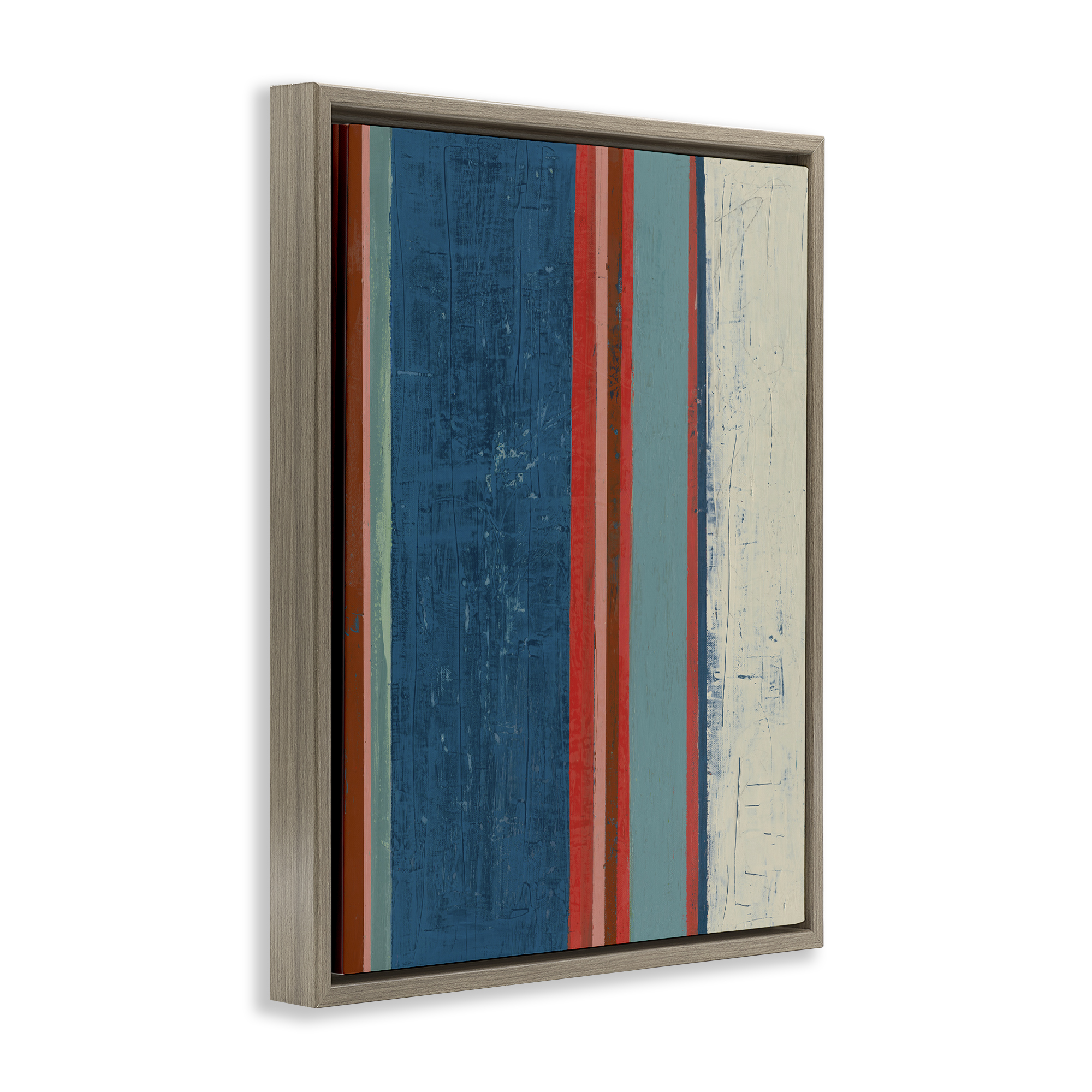 Stupell Industries Farmhouse Rustic Stripes Abstract Painting Brown Floater Framed Canvas Art Print Wall Art, 17 x 21
