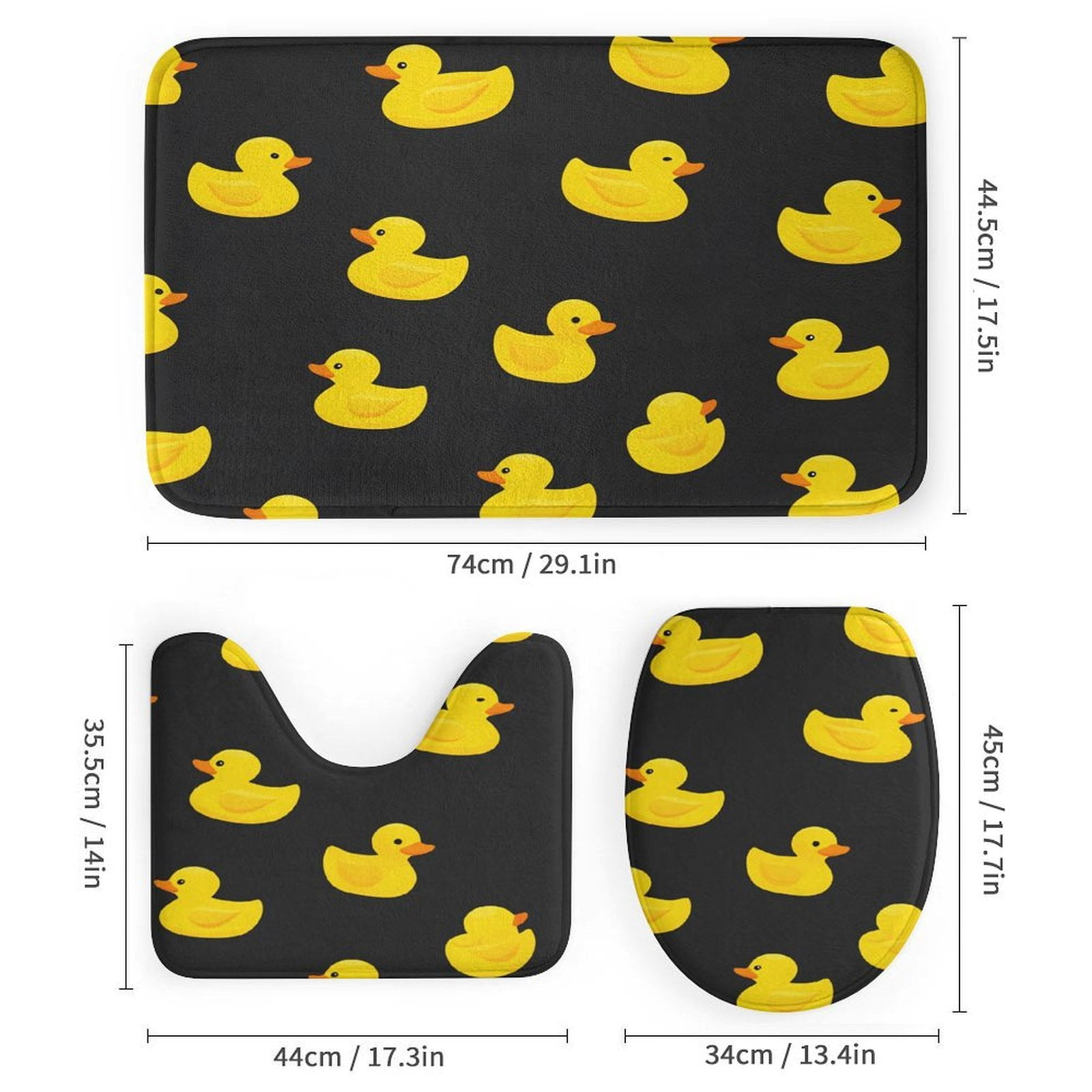 Bunch of Rubber Ducks Shower Curtain Bathroom Sets Toilet Lid Rug, Rugs Mat Bath Mat And Contour Mat, Shower Curtain 4Pcs