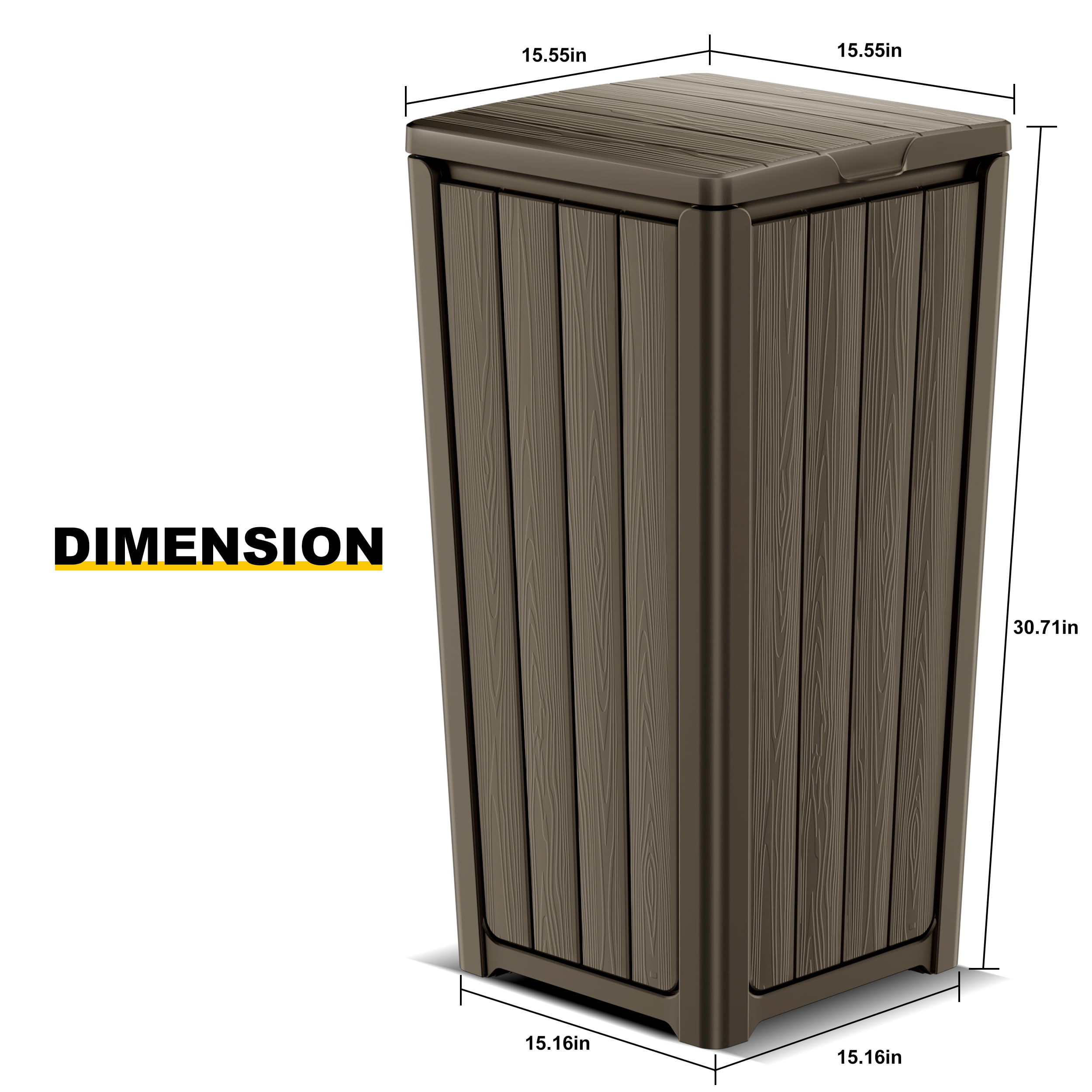 32 Gallon Resin Trash Can,Waterproof Durable & Stylish Waste Bines,Outdoor and Indoor Garbage Can,Easy to Assemble and Move,Gray