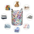 thumbnail image 4 of Rateoe Colorful Watercolor Dots Pattern Round Laundry Hamper Basket, Tall Hamper Basket for Blanket Storage, Nursery Clothes Hamper for Laundry in Bedroom and College Dorm-, 4 of 6