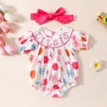 thumbnail image 2 of FUZHIQ Girls Jumpsuit With Headband Short Sleeve Floral Prints Romper Bodysuits Headbands Set Onesies Newborn Girl Outfit Clothes, 2 of 6