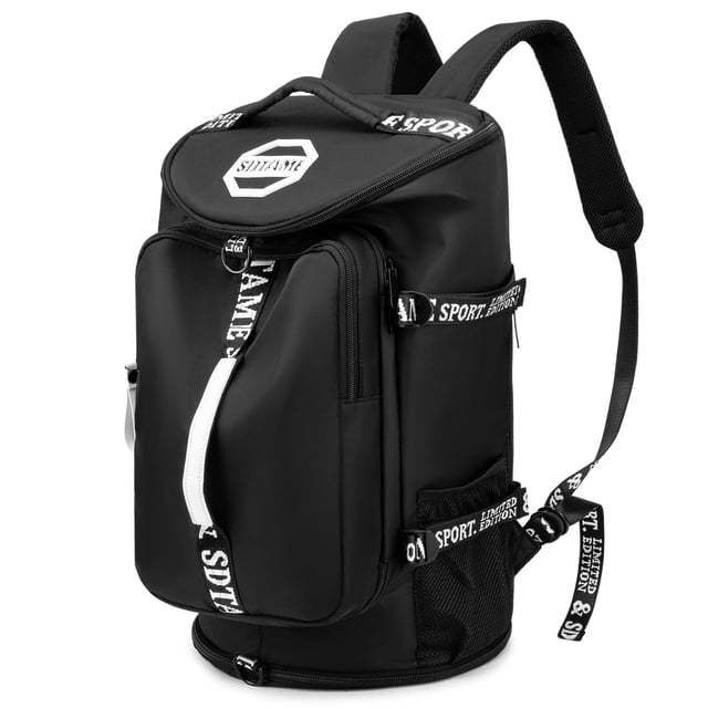 Mochila de gimnasio SDTAME con compartimento para zapatos, color negro