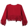 thumbnail image 5 of Curuila Children Girls Coat With Tassels Long Sleeve Solid Color Crew Neck Jacket For Girls Spring Autumn Comfort Outerwear Size 9-10 Years, 5 of 8