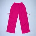 thumbnail image 6 of Toddler Boys Cargo Pants Solid Color High Waist Drawstring Loose Fit Casual Wide Leg Sweatpants With Pockets Outwear,Pink,5-6 Years, 6 of 9