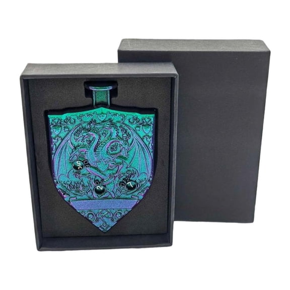 Premium 7-in-1 Metal D&D Dice Button with Dragon Design for Tabletop RPG Gaming