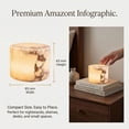 thumbnail image 6 of Touch 3 Way Dimmable Marble Lamp, Type C Rechargeable Night Light Bedside Table Lamp, Natural Stone Accent Decor with Warm Glow, Cordless Ambient Lighting for Bedroom Living Room Desk Shelf Gift(Q), 6 of 7