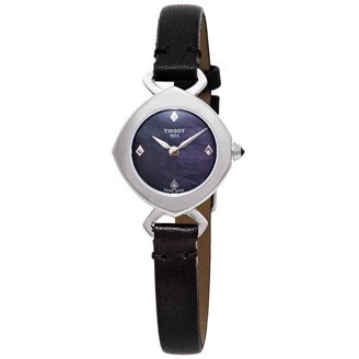 Tissot Women\'s T0032096711200 \'Flamingo\' Diamond MOP Dial Black Leather Watch Tissot Women main image 4