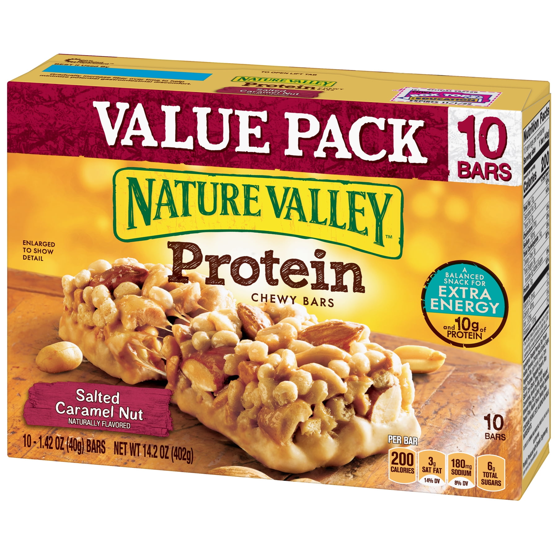 Nature Valley 10g Protein Chewy Granola Bars, Salted Caramel Nut, 10 Ct