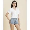 thumbnail image 2 of Moomaya Womens Solid Peplum Top, V Neck Viscose Summer Crop Top, 2 of 9