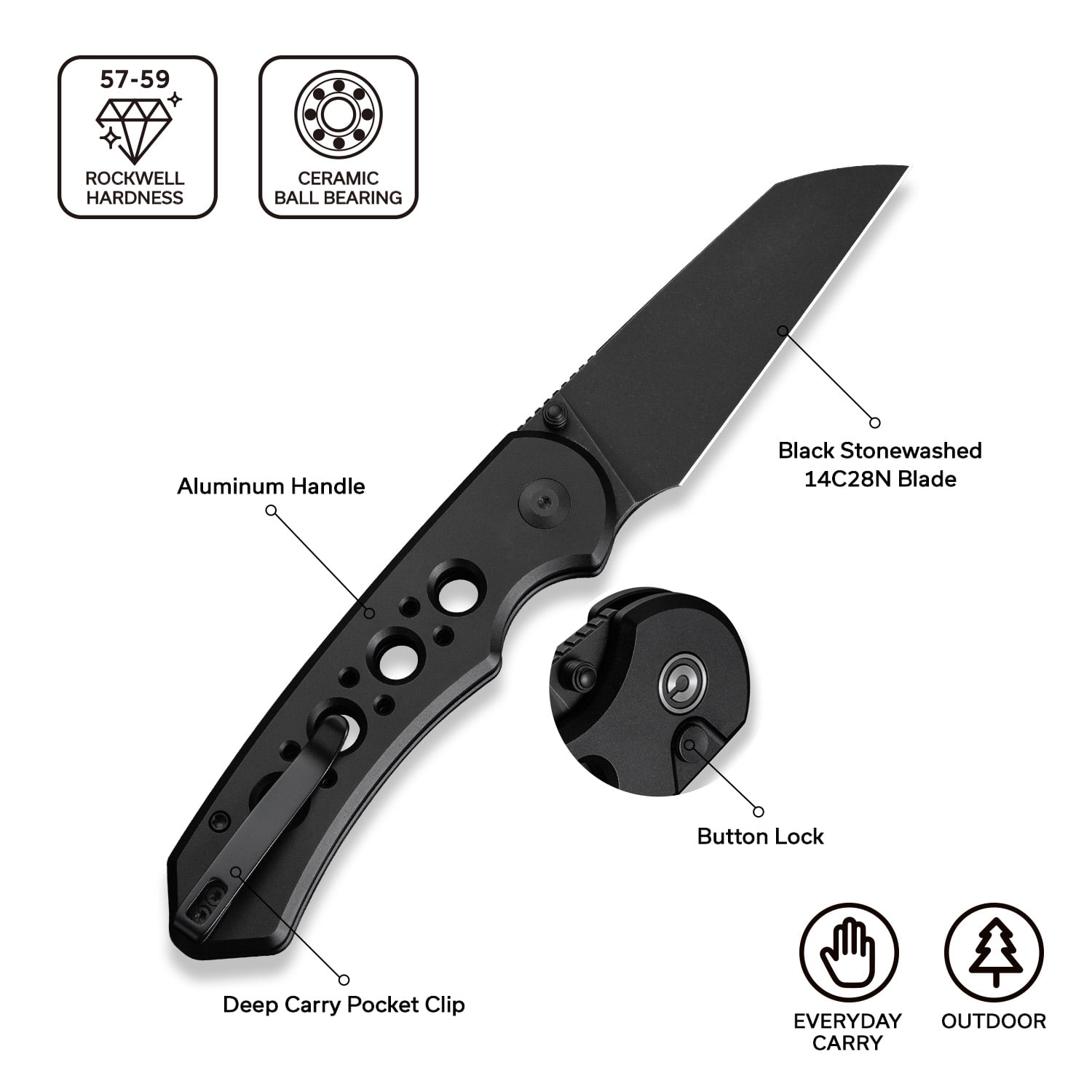 CIVIVI Pragma Prime Pocket Folding Knife with 3.49" 14C28N Blade C24067-1
