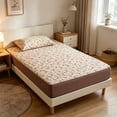 thumbnail image 1 of Linnome Fitted Sheet Floral Pattern Breathable Linen Mattress Protector for Single Bed Cool Easy Clean 35.4x78.4in Multicolor#03, 1 of 7