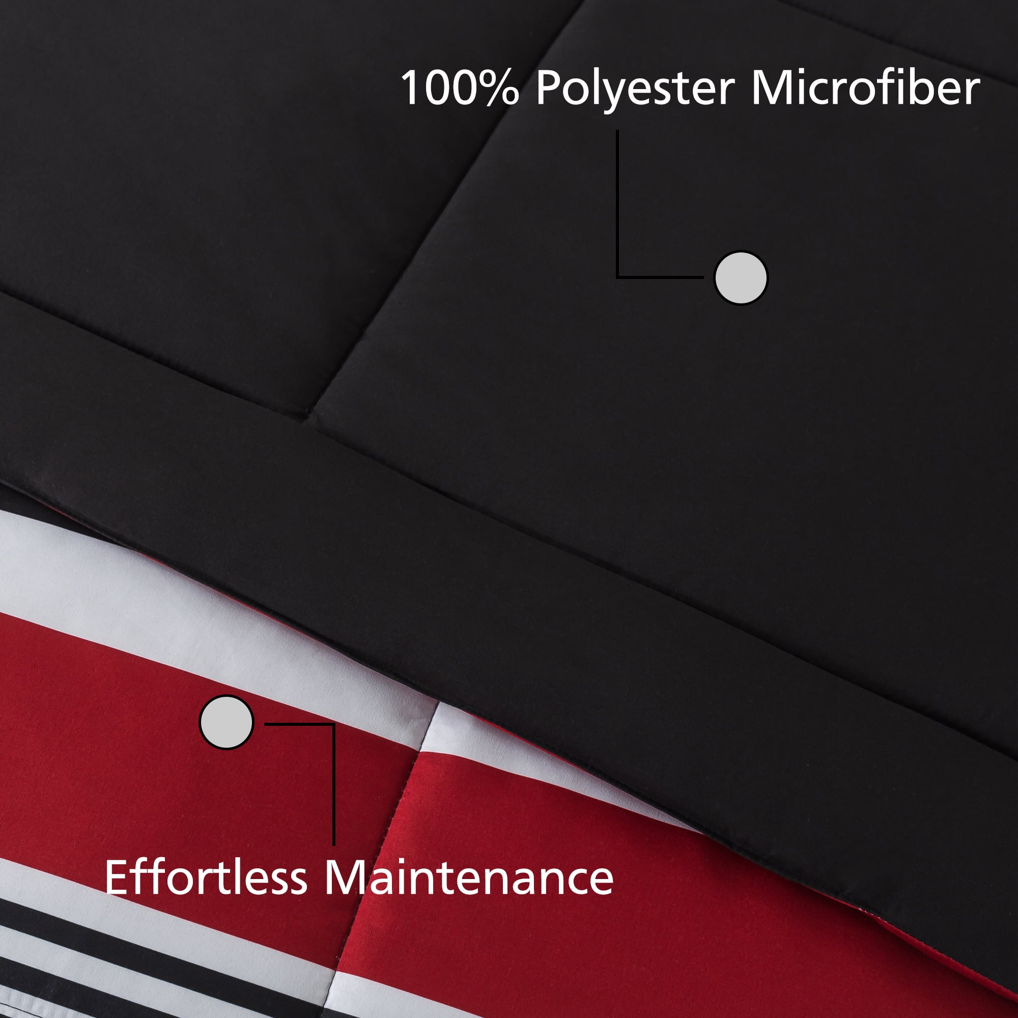Mainstays All in One Reversible Comforter and Sheet set- 5 Piece, Twin, Red and Black Stripe