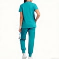 thumbnail image 3 of Resivox Turquoise Scrubs Sets for Women Plus Size Medical Scrub Sets Petite V Neck Scrub Tops and Pants Scrub Joggers Nursing Scrubs with Pockets Turquoise XL, 3 of 4
