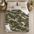 thumbnail image 5 of Woodland Camouflage Autumn Harvest, Peaceful Mountain Lake Scene, Warm Flannel Blanket for Cabin and Lodge with Detailed Artwork, Outdoor Lovers Christmas Gift, Festive Home Decor, 5 of 9