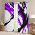 thumbnail image 2 of Manfei Abstract Brushstroke Kitchen Curtains, Watercolor Art Black Out Curtains Pack of 2 (42x63 Each), Purple, Black and White, 2 of 6