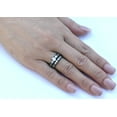 thumbnail image 3 of Three-Stone Type Round CZ Black IP Stainless Steel Womens Wedding Ring Set - Size 6, 3 of 6