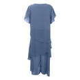 thumbnail image 3 of Puliio Summer Dresses for Women Short Sleeve Round Neck Asymmetric Layer Midi Elegant Office Casual Dress, 3 of 8