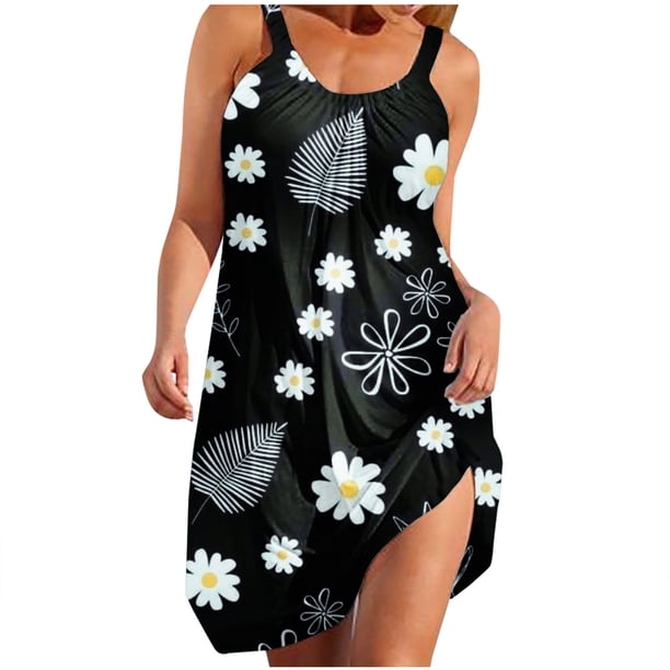 Vestido de verano para mujer, estampado, sin mangas, con cuello, sexy, informal, fluido, para la playa OAVQHLG3B Store lin121212