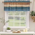 thumbnail image 3 of Farmhouse Navy Blue Brown Valances for Windows, Decorative Rod Pocket Window Valance Curtains, Vintage Wooden Striped Short Curtain Drapes for Kitchen/Bathroom/Living Room, 2 Panels, 60" W x 18" L, 3 of 8