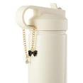 thumbnail image 3 of Thyme & Table 26 fl oz Water Bottle with Straw Lid, Cream with Bow Gold Charm, 3 of 14