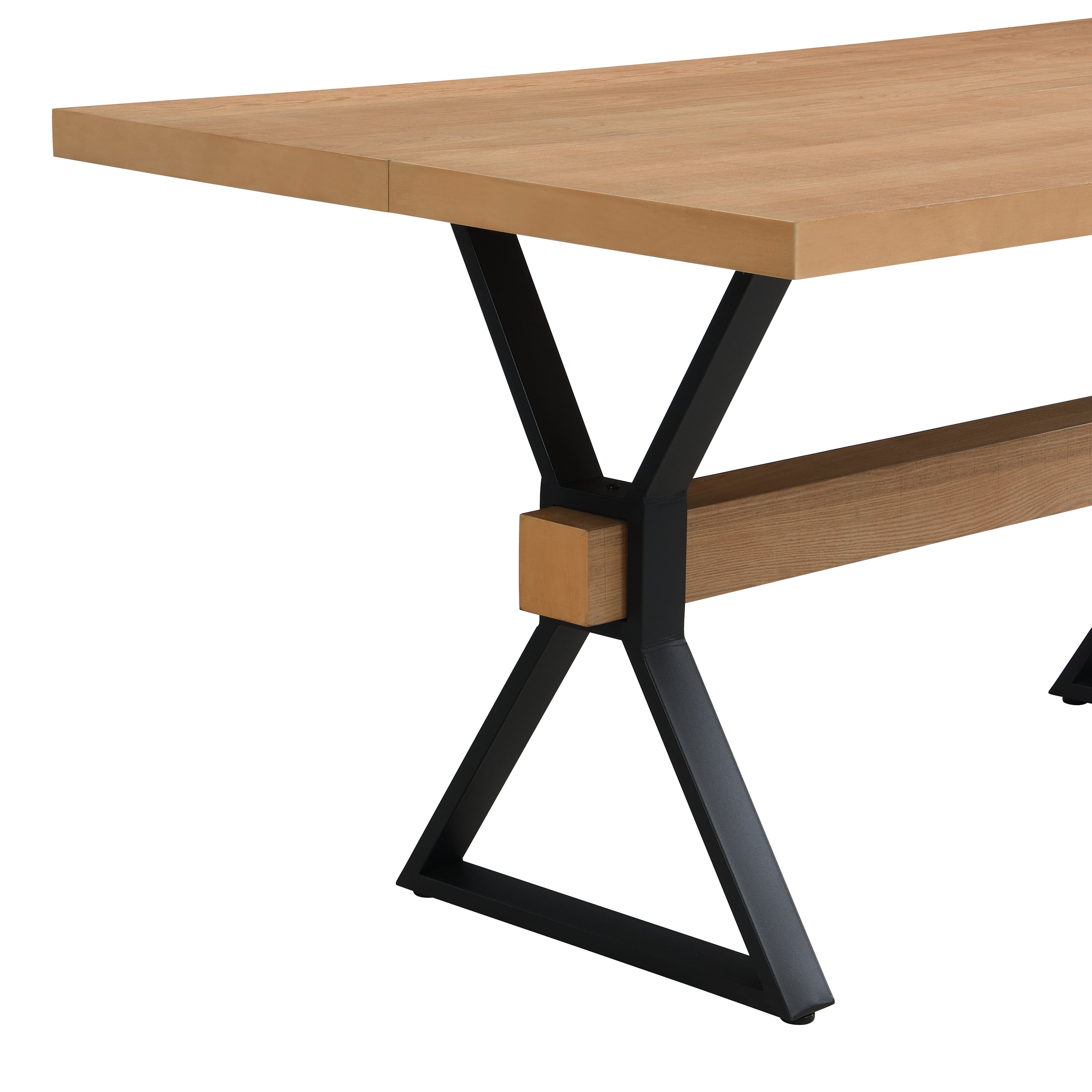 Euroco 63" Wood Rectangular Dining Table for 4-6, Kitchen Table with X-shaped Metal Legs for Kitchen Dining Room,Living Room,Natural