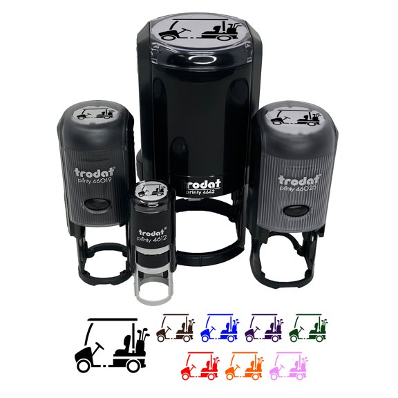 Golf Cart Caddy with Clubs Self-Inking Rubber Stamp Ink Stamper - Black Ink - Small 3/4 Inch