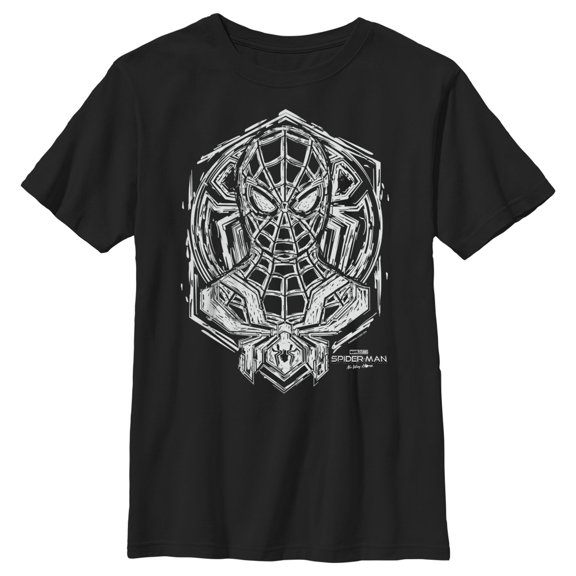 Boy's Marvel Spider-Man: No Way Home White Sketch  Graphic Tee Black Medium