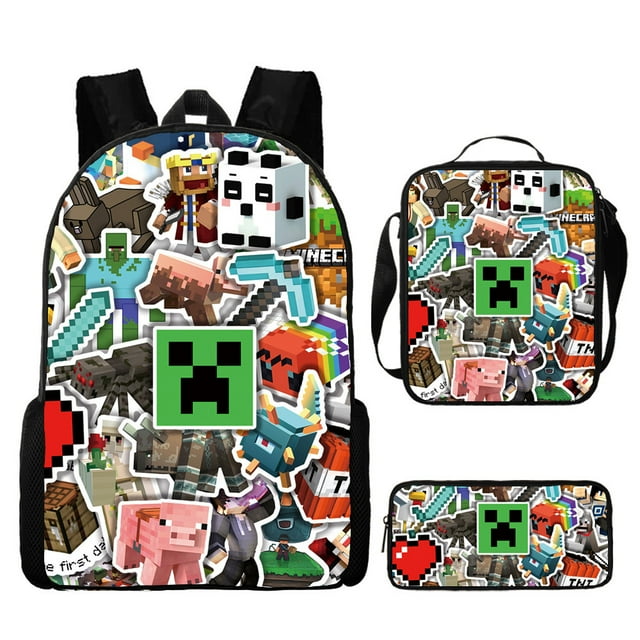 MINECRAFT school bag backpack three-piece set lunch bag stationery bag