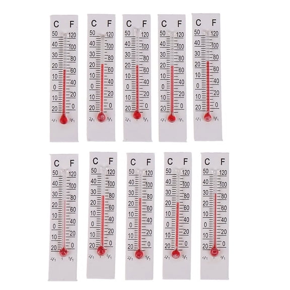 10 Pcs 5cmX1.1cm Miniature Paper Cardboard Thermometer Indoor -20-50 Celsius