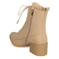 thumbnail image 3 of ML Lime-6 Women Faux Suede Pointy Toe Lace Up Chunky Heel Bootie, 3 of 6