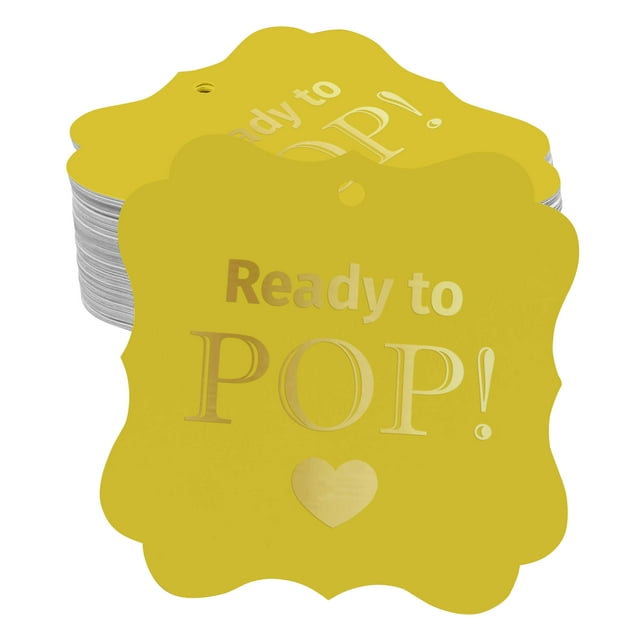 Inkdotpot Real Gold Foil Bracket Shape Paper Hang Tags Ready To Pop Baby Shower Favor Tags Pack Of 50