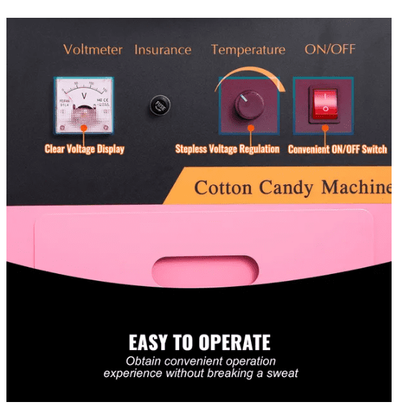 High Efficiency Commercial Cotton Candy Machine with Cart Fast 5 6 Mins Warm Up Anti Sugar Floc Leakage Design Perfect for Home Kids Birthday Family Party Pink