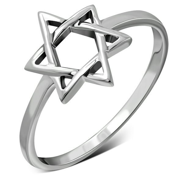 Womens 925 Sterling Silver Jewish Star of David Ring - Size 4