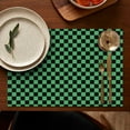 thumbnail image 4 of Green and Black Checkerboard Pattern Summer Placemats Table Placemats Set Of 6-Linen Kitchen Washable Placemats Table Mats 11.8"x17.7" Non-Slip Heat Resistant, 4 of 5