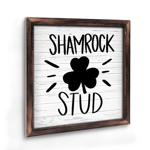 Vintage Wooden Art Decoration , “ Shamrock Stud ” - 8 * 8 Inch Wall Decoration for Home, Living Room, Bathroom, Bedroom, Garden, Dining, Bar, Cafe, Festival Party Decor