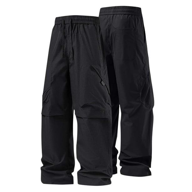 Pantalones largos para hombre, color liso, informales, lisos, a la moda, para exteriores, rectos, cortavientos, de poliéster