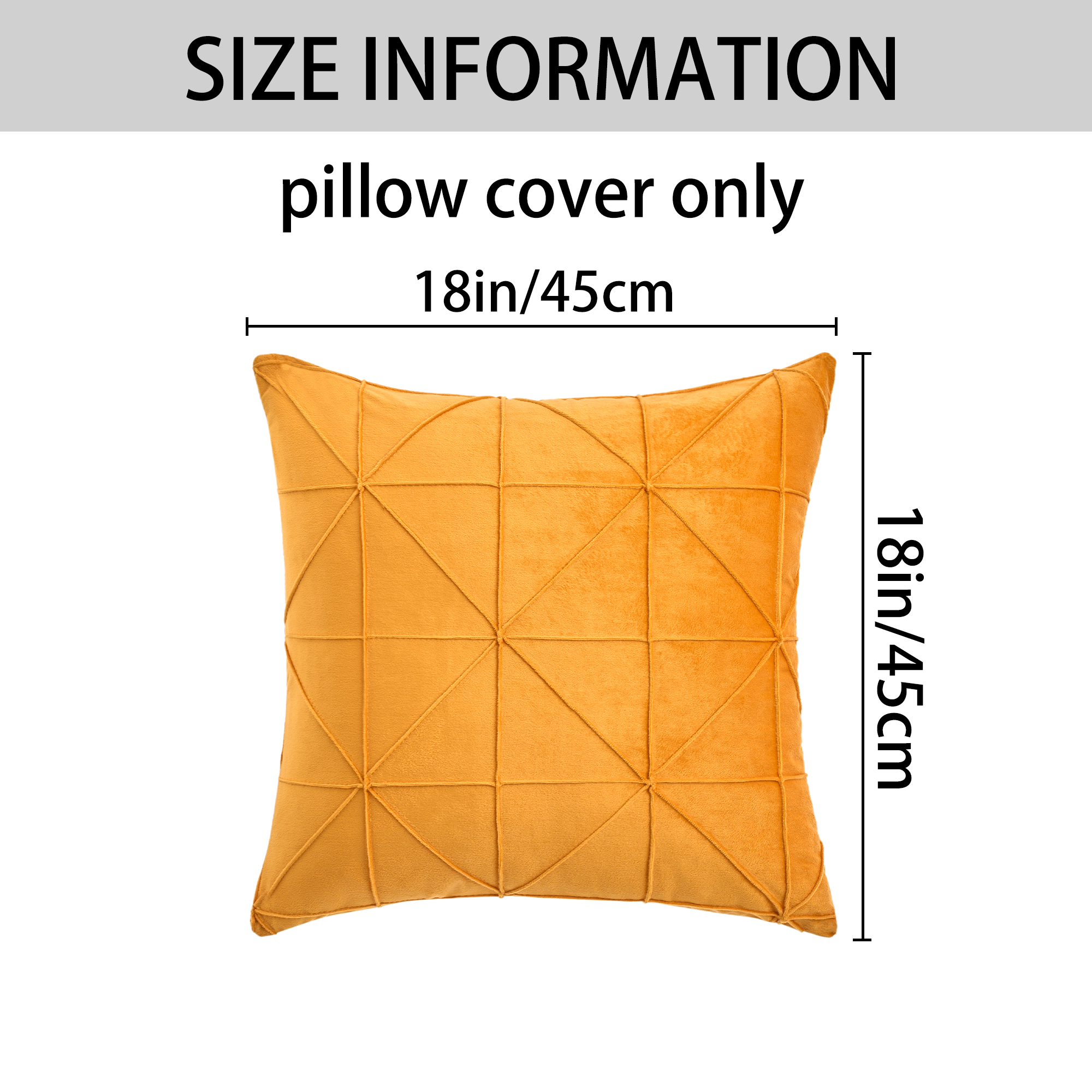 Unique Bargains Pack of 2 Luxury 3D Diamond Velvet Throw Pillow Covers Yellow