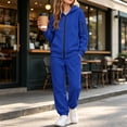thumbnail image 5 of Girls 2 Piece Outfits Sweatsuit Causal Zip Up Hoodie Sweatshirt Joggers Kids Clothes Fall Winter Y2k Tracksuit Outfits Royal Blue 7-8 Years, 5 of 7