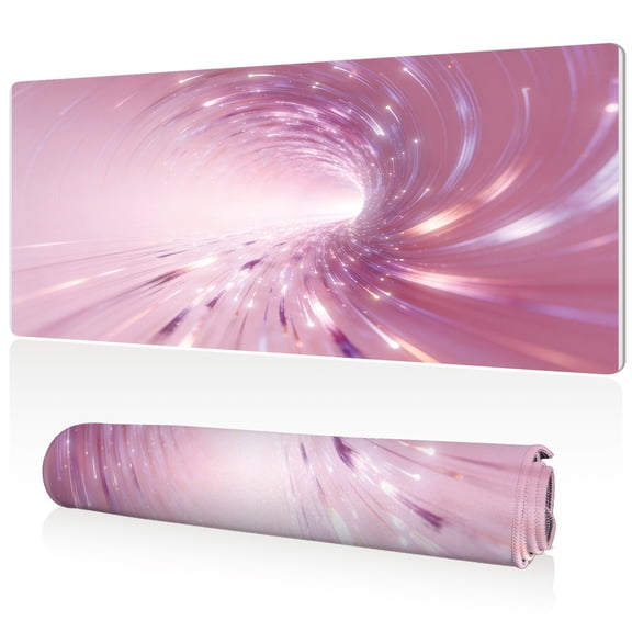 LIVEKEY Pink Spiral Galaxy Mouse Pad Extra Large 80x40cm Full Desk Coverage Durable Easy Clean Non Slip Base Stitched Edges for Gaming Office