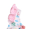 thumbnail image 3 of Seyurigaoka Girl’s Sweet Flamingo Print Hollow Ruffles Suspender Swimsuit, 3 of 6