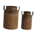 thumbnail image 2 of 2 jarrones Shabby Chic estilo granja, jarra, jarrón vintage de metal, cubo para leche con asa Marrón, 2 of 9