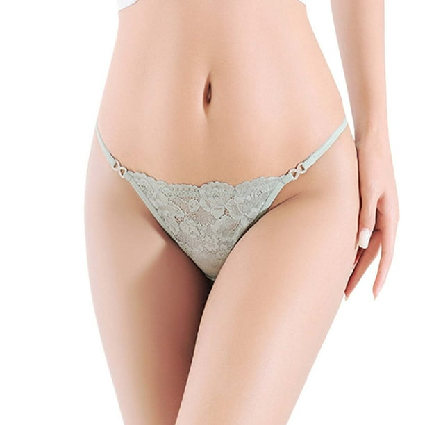 Gibobby Tangas de mujer sexy Calzoncillos de encaje sexy para mujer Bragas ahuecadas Bragas de encaje de ganchillo Tangas G String Lencería Ropa interior(Verde,CH)