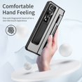 thumbnail image 7 of ELEHOLD for Samsung Galaxy Z Fold 3 Leveling Hinge Folding Case, HD Transparent Plating Frame Wireless Charging Hidden Kickstand 360° Full Protection Anti-Drop Shockproof Case for ZFold 3 7.6",Black, 7 of 7