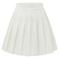 thumbnail image 3 of Riforla Women's Fashion Casual Solid Color All Ultra Short Pleated Skirt Womens Skirts White S, 3 of 3