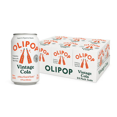(6 pack) OLIPOP Prebiotic Soda, Vintage Cola, 12 fl oz, 4 Pack, Pantry Packs (24 Total Cans)