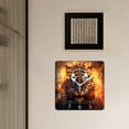 thumbnail image 3 of 16 Inch Wall Clock Battery Operated Square Clock Decorative for Office, Kitchen, Outdoor, Living Room，Big Fire Tiger Walking and Roaring on Black Beautiful Pattern, 3 of 4
